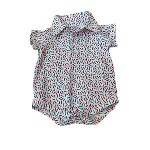 Poppy Kids Baby Boy Cracker Print Polo Onesie Size 0-6M